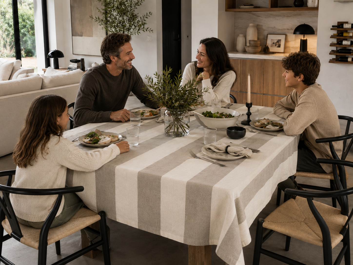 Mantel Repelente de liquidos Tussor Beige y Natural - Imagen 4