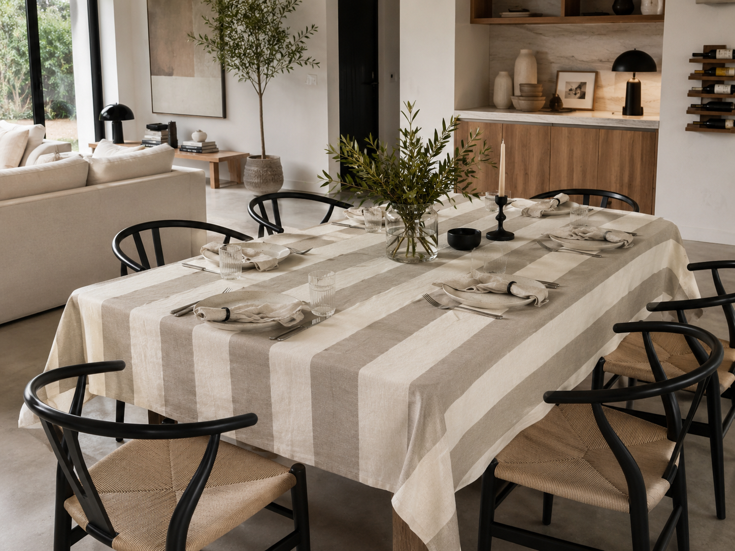 Mantel Repelente de liquidos Tussor Gris y Natural - Imagen 5